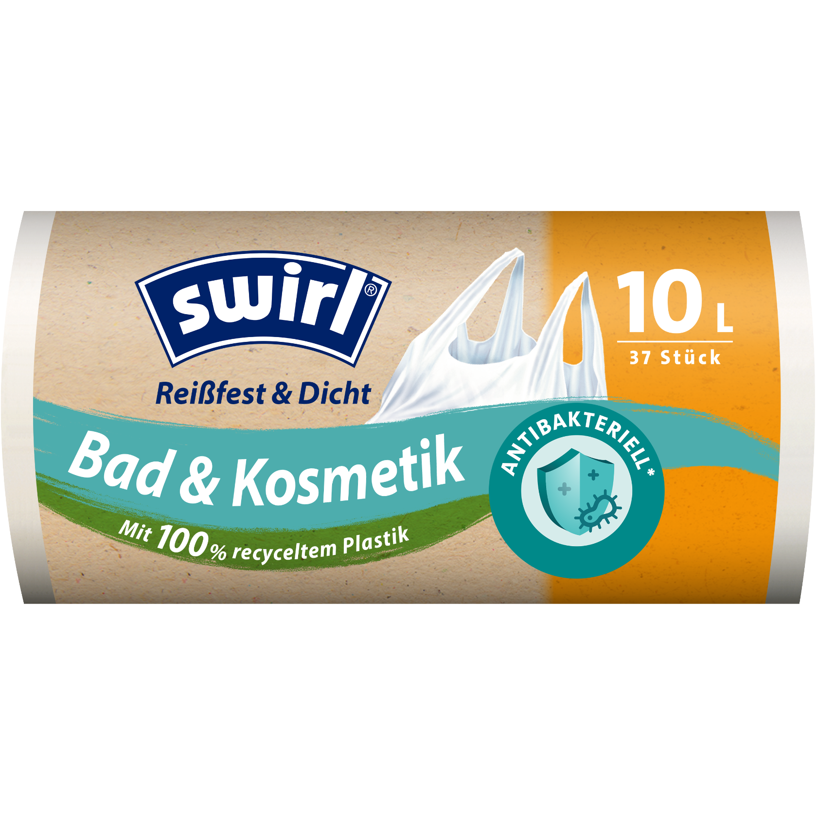 Swirl Bad und Kosmetik Müllbeutel Verpackung Vorderseite - 10 Liter