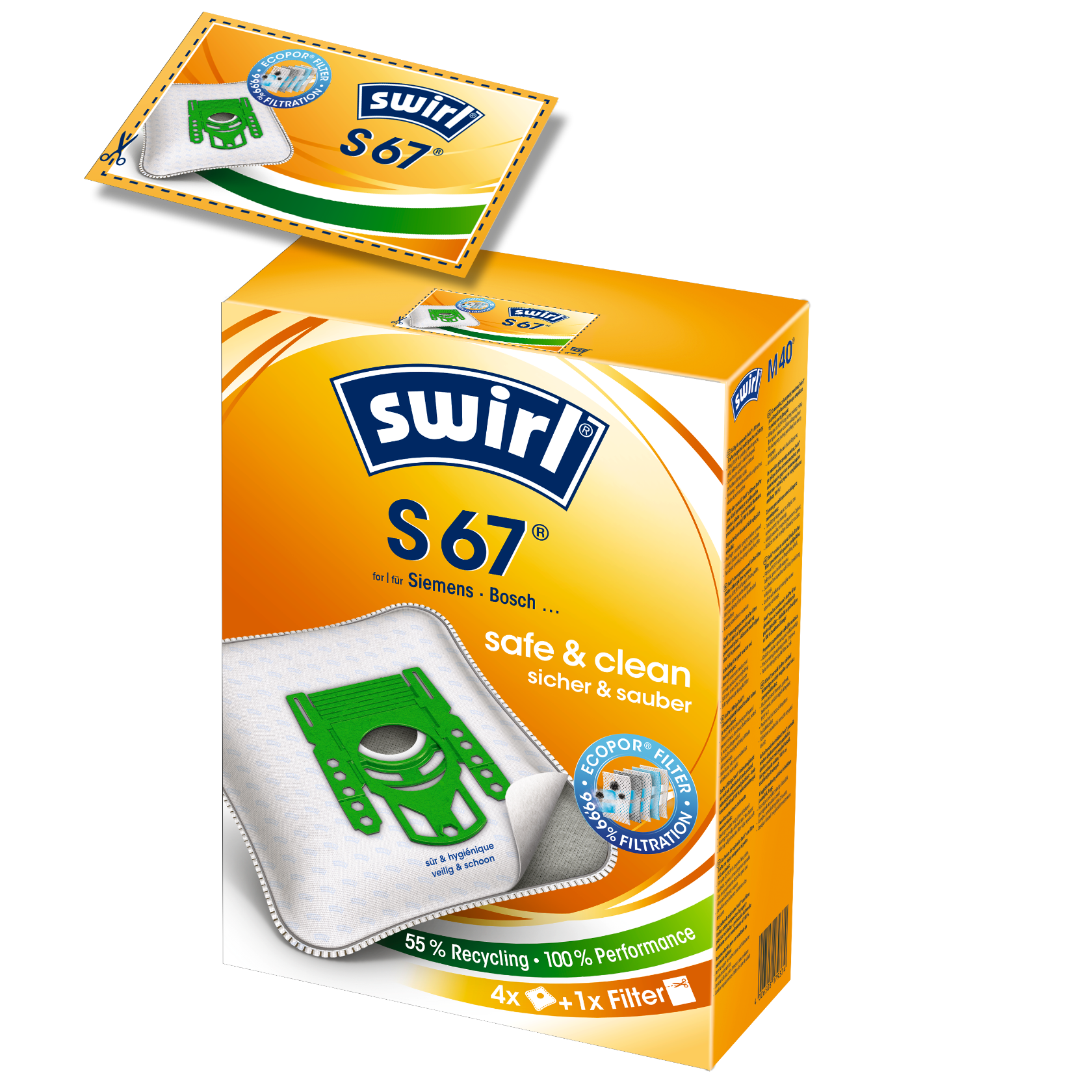 Shopping-Memo auf Verpackung von Swirl Staubsaugerbeutel