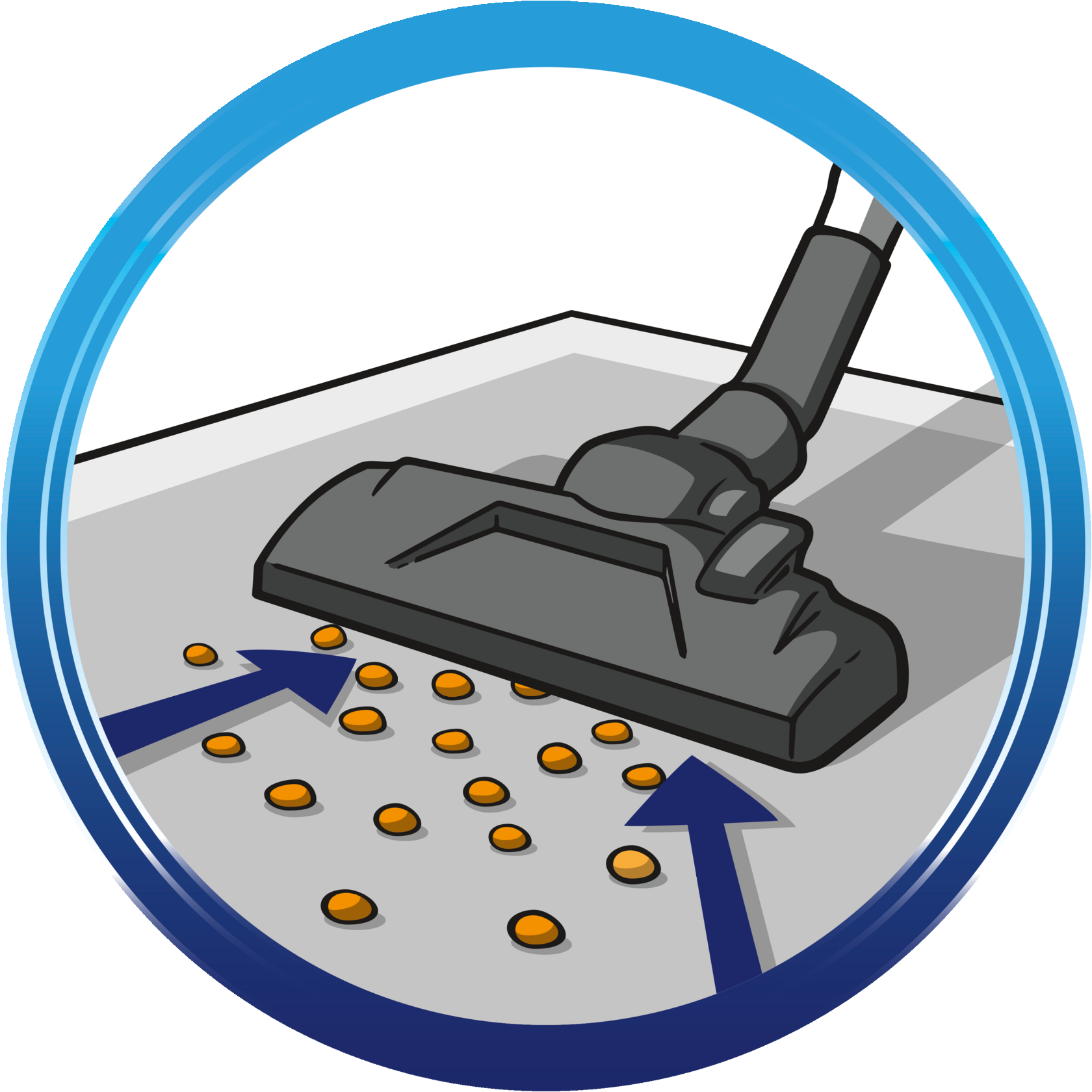 Deo-Perlen werden mit dem Staubsauger eingesaugt