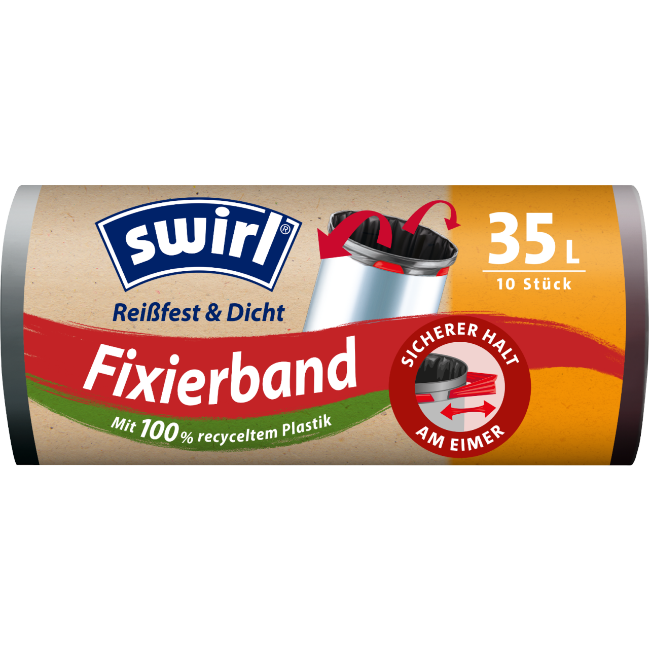 Swirl Fixierband-Müllbeutel Verpackung Vorderseite - 35 Liter