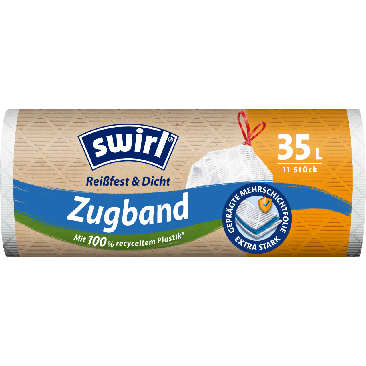 Swirl Zugband Müllbeutel 35L Verpackung Vorderseite